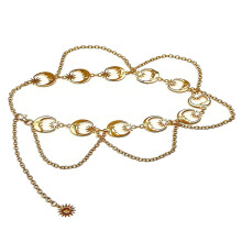 Elegant Moon Star Multilayer Chain Waist Jewelry for-Gold-color
