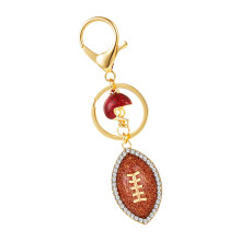 Rugby American Football Crystal Key Chain for Bag Accessories