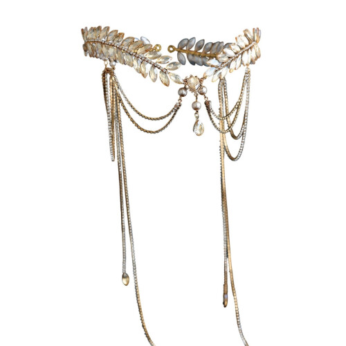 Golden Bridal Hair Accessory with Dazzling Crystals-pattern1