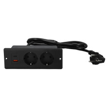 Eingelassene 2‑fach-Steckdosen USB-C PD 20 W USB-A 160,2 60 46 mm