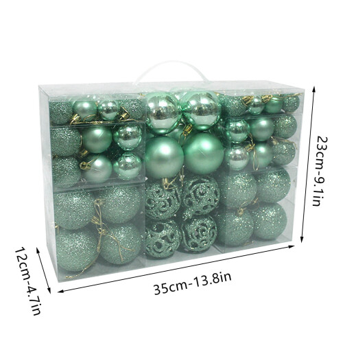 Christmas Tree Ornaments Set Blue Silver Shatterproof Balls 2