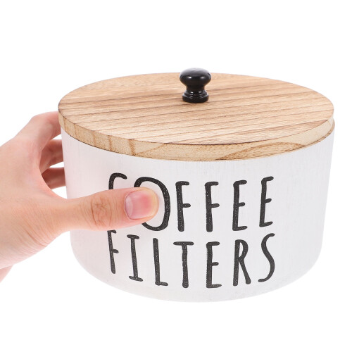 ROSENICE Kaffefilterbeholder Hvid Træ 1 stk. 2