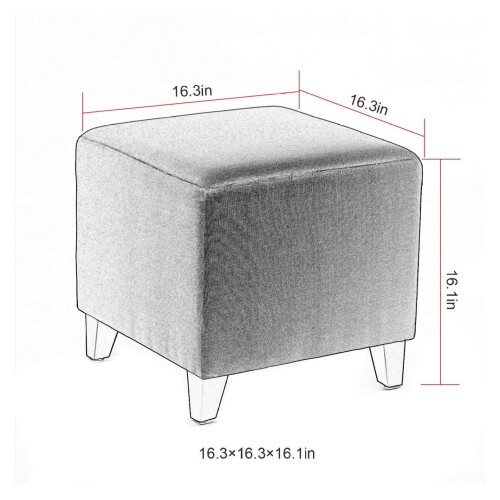 British-style cube footstool ottoman blue 16x16x16 inch 1