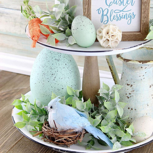 Christmas Bird Ornament Blue White 6-Pack 1