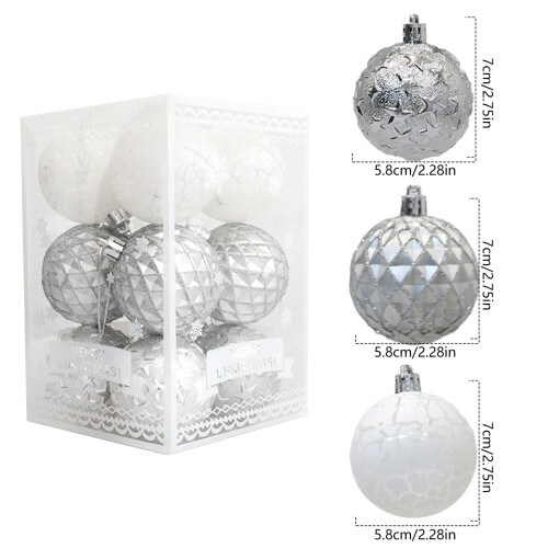 Christmas Balls 12PCS Silver 6cm Plastic Tree Ornaments 2