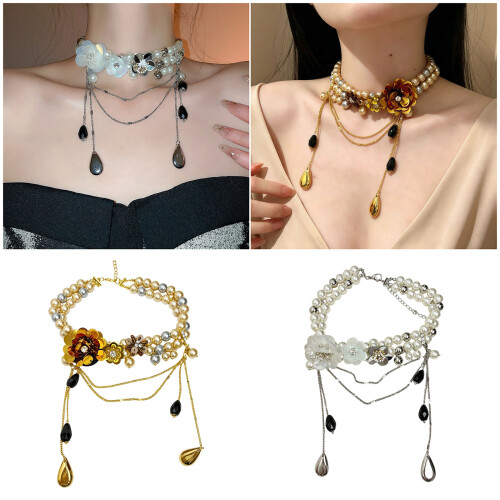 Gracieux strass Accent glands collier accessoire complète les-Or 2
