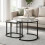 Homcom HOMCOM 2 Pcs Modern Coffee Table with Tempered Glass Tabletop, Black 8