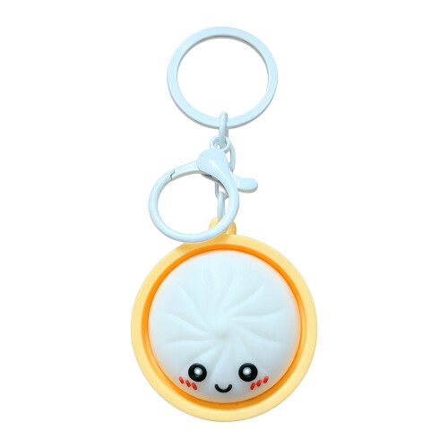 Creative Miniature Steamed Bun Pendant Keychain Accessory-White