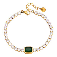 Trendy Minimalist Zircon Bracelet Stainless Steel-JDB0304015GN