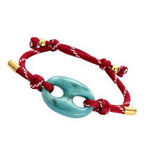 Retro contrasterende kleur varkensneusarmband verstelbaar-Rood