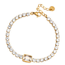 Bracelet élégant en acier inoxydable et zircon,-JDB0304015WT