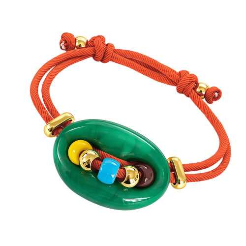 Bracelet perlé avec breloque nez de cochon, chaîne de-Vert
