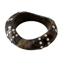 Bracelet jonc contemporain en résine mettant-argent marron foncé