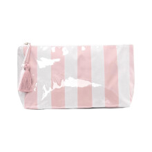 Oversized Waterproof Cosmetic Bag Transparent PVC-white pink