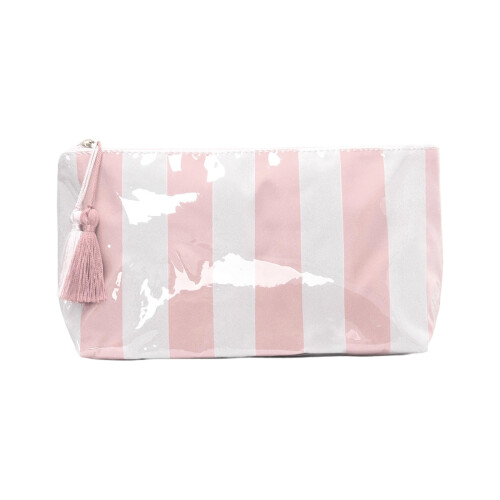 Oversized Waterproof Cosmetic Bag Transparent PVC-white pink