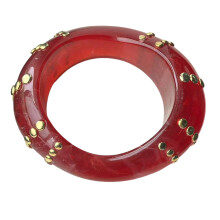 Bracelet en résine moderne non-Or rouge transparent