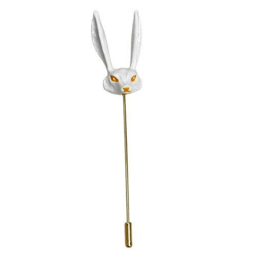 Delicate Ceramic Foxes Pin Elegant Wearable Art Brooch-Orange