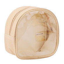 Adorable Furry Plush Key Holder With Clear PVC Wallet-Beige L