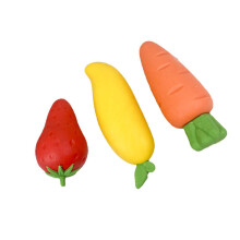3-delige unieke gummen met fruit-groente-thema,-3-delige set