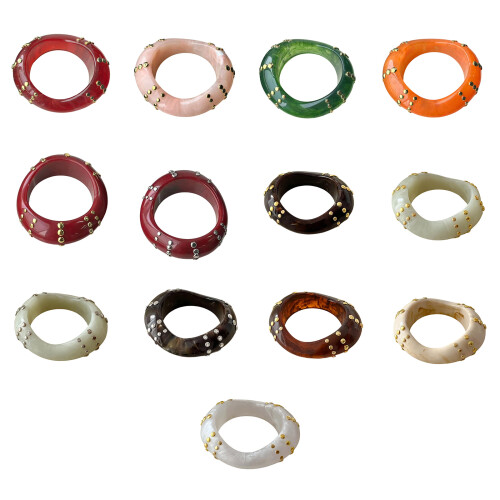 Contemporary Abstract Resin Wrist Bangle With Bold-amber 1