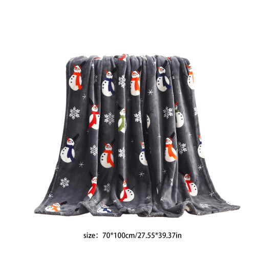 Christmas Sherpa Throw Blanket Snowman Pattern Grey 1
