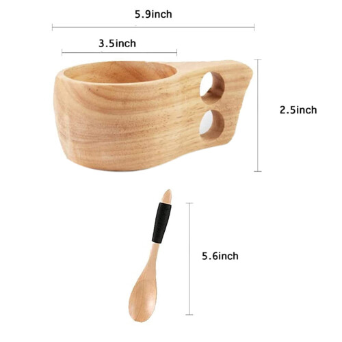 2-Pack Wooden Camping Cup with Spoon 1