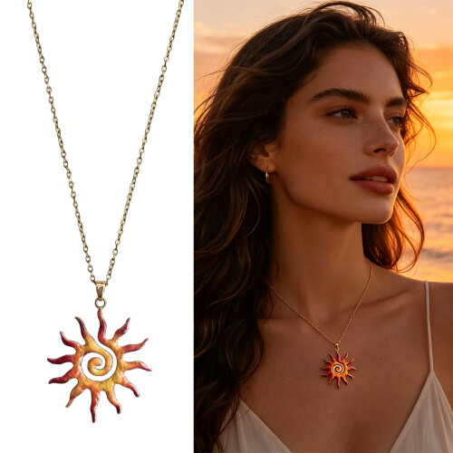 Collier pendentif tournesol élégant avec accessoire tendance 2