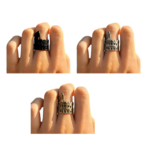 Accessoires de bague empilables sur le thème des colisées-argent 1