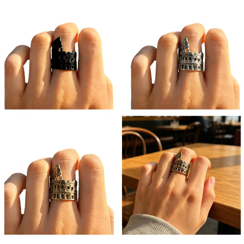 Accessoires de bague empilables sur le thème des colisées-argent 2