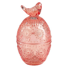 Decorative Bird Themed Glass Container To Organize-Water Pink