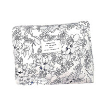 Bloemen make-up tas Kleine katoenen gewatteerde-Diepblauwe M
