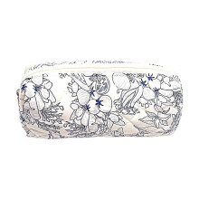 Bloemen make-up tas, katoenen gewatteerde make-up-Diepblauwe S