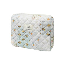 Floral Makeup Bag,Cotton Quilted Make up Bag Floral-Purple M