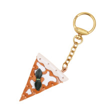 Matériaux en cuir mous espiègles de porte-clés de pizza adaptés