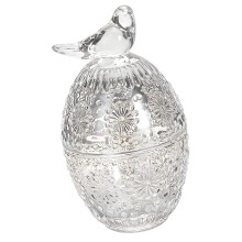 Clear Glass Jewelry Holder With Artistic Bird Designs For-Clear
