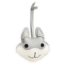 Adorable Husky Shaped Key Ring PU Leather Craftsmanship-Gray