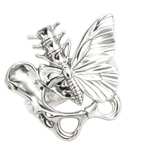 Adorable bague réglable en forme d'os de papillon pour-Argent