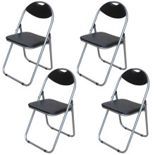 Set of 4 Black Faux Leather Folding Office Garden Padded Fold Up Chair Seat