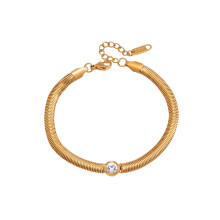 Elegant Zircon Snake Chain Bracelet Stainless-JDB0112229 2