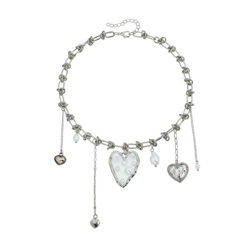 Collier de perles en forme de cœur irrégulier Unique, chaîne