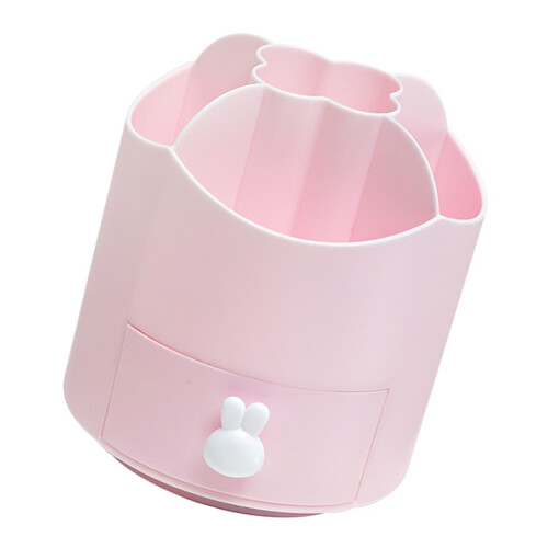 Multifunctionele roterende plastic pen-opbergdoos met lade-Roze