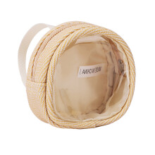 Uniek met pluche versierd sleuteletui met transparant-Beige S