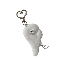 Leuke retro sleutelhanger, delicate vleugelbedel,-Wit