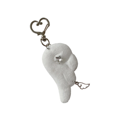 Porte-clés rétro aile d'ange et étoiles, bijoux élégants,-Blanc