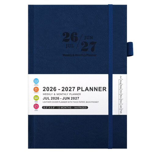 2026 Yearly Organizers Notebook Time Management-Navy Blue
