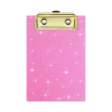 Glitzerndes Acryl-Klemmbrett mit ausziehbarem Haken,-Rosa