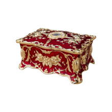 Elegant Romance Rose Designs Jewelry Casket With Interior-Red S