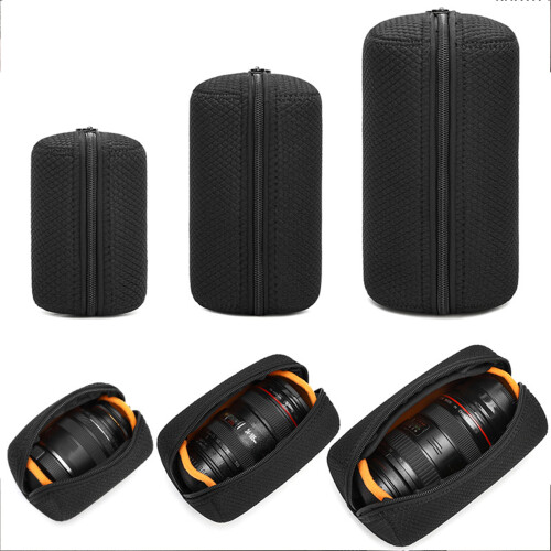 Camera Lens Pouch Case Waterproof DSLR Lens Bag-Black M 2