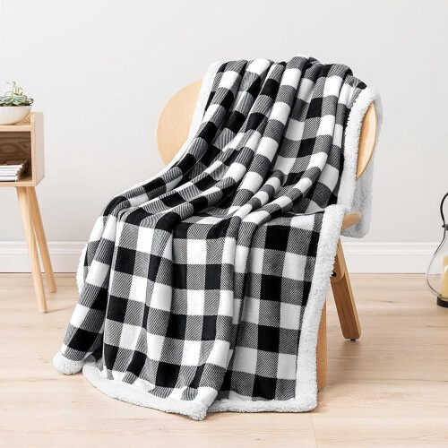 Buffalo Plaid Sherpa Throw Blanket 50x60 in 1