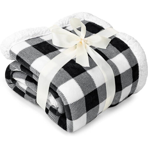Buffalo Plaid Sherpa Throw Blanket 50x60 in 2